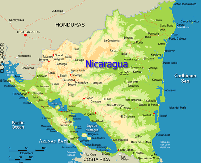 nicaragua carte honduras